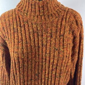 Break Away Sweater Size M Cozy Ribbed Turtleneck Orange Hue